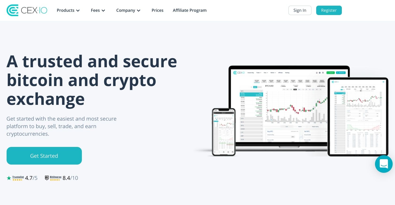 CEX.IO homepage screenshot