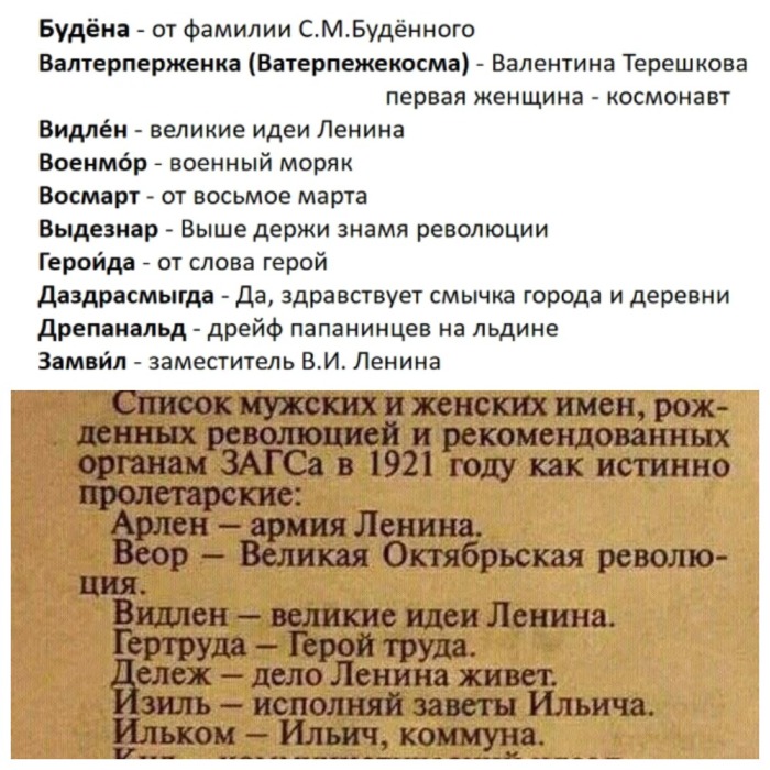 Самые необычные имена, которые давали советским детям дети,имена,общество,СССР,странности