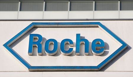 FILE PHOTO: The logo of Swiss drugmaker Roche is seen at its headquarters in Basel, Switzerland January 30, 2020. REUTERS/Arnd Wiegmann/File Photo 