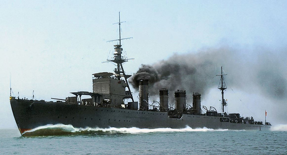 ​Лёгкий крейсер «Сендай» в 1923 году, колоризованное фото combinedfleet.com - Несбывшийся «Матадор» | Warspot.ru