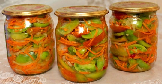 Рецепт вкусного салата по-корейски из зеленых помидоров заготовки,салаты