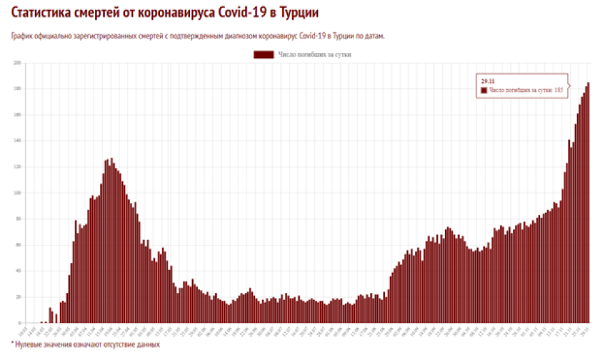 Турция установила новый рекорд по смертям от COVID-19