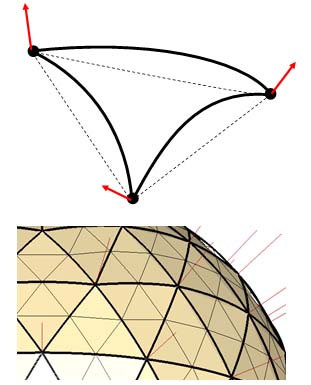 Для улучшения геометрической точности формат AMF позволяет изгибать треугольные участки.