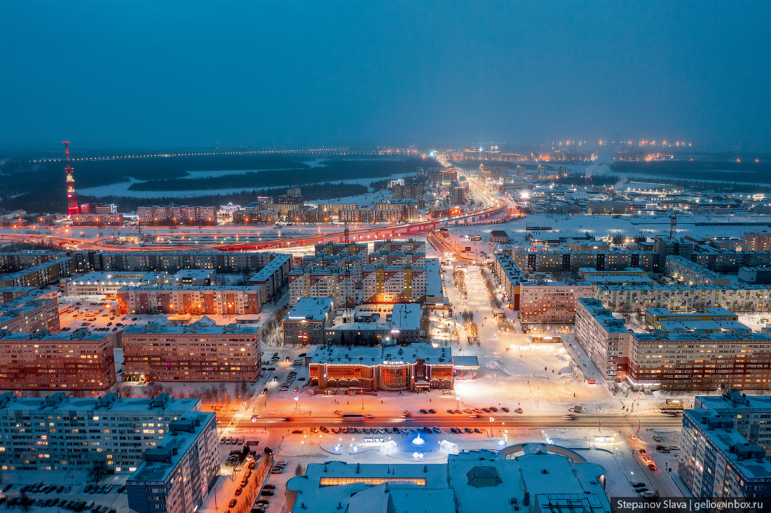 новый уренгой, центр, городская площадь, с высоты