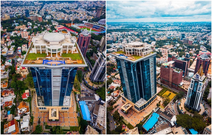 У богатых свои причуды: индийский олигарх отгрохал себе особняк прямо на крыше небоскрёба богатые,Индия,небоскрёбы