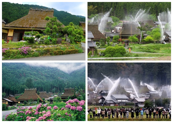 Оросительная система превращает японскую деревушку в гигантский фонтан