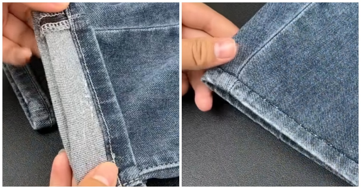 Подшейте длинные джинсы за 5 минут! Два трюка: с сохранением фабричного шва и без
