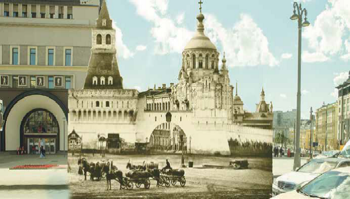 Здесь была расположена часовня Святителя Пантелеймона, а теперь на том месте находится «Наутилус». | Фото: orthodoxmoscow.ru.