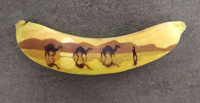 Банановое искусство создавать, каждый, кожуру, оттенков, градацию, может, этому, Благодаря, темнеет, часов, Когда, времени, течение, место, концом, тупым, надавливает, просто, словам, зависимости