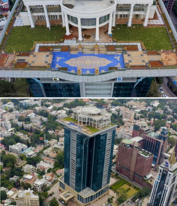 У богатых свои причуды: индийский олигарх отгрохал себе особняк прямо на крыше небоскрёба богатые,Индия,небоскрёбы