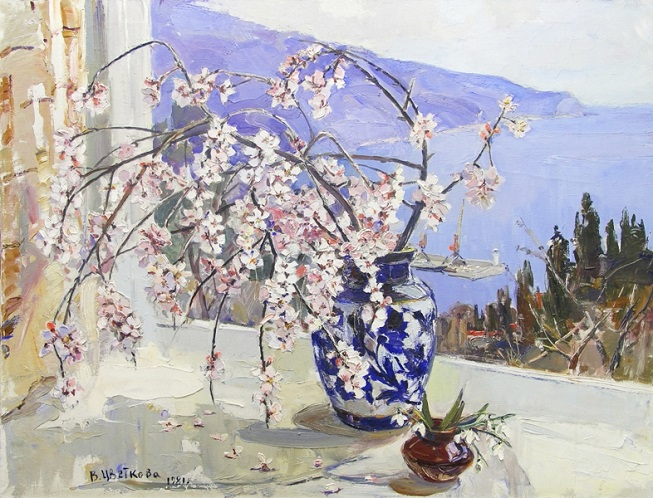 Весенний Крым, миндаль цветет. 1981 (653x498, 358Kb)