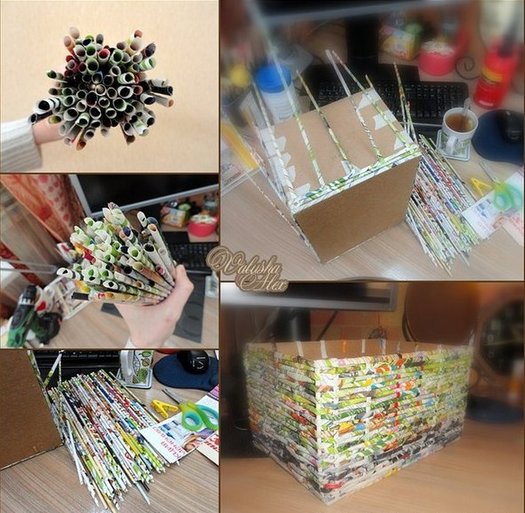 Плетенная корзинка из газетных трубочек Плетенная корзинка из газетных трубочек поделки,самоделки,своими руками,сделай сам,творчество