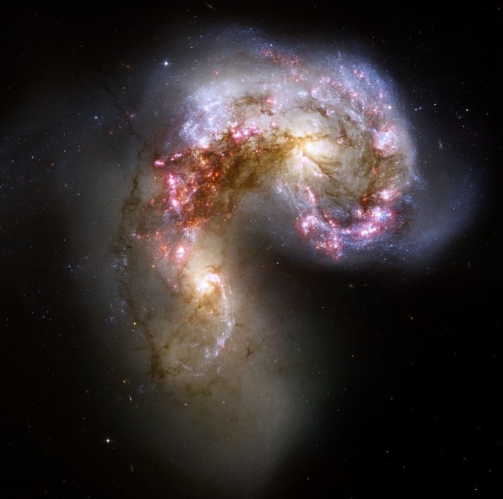 Спиральные галактики в процессе слияния ТУМАННОСТИ, звезды, космический телескоп, космос, необычно, планеты, снимки, фото