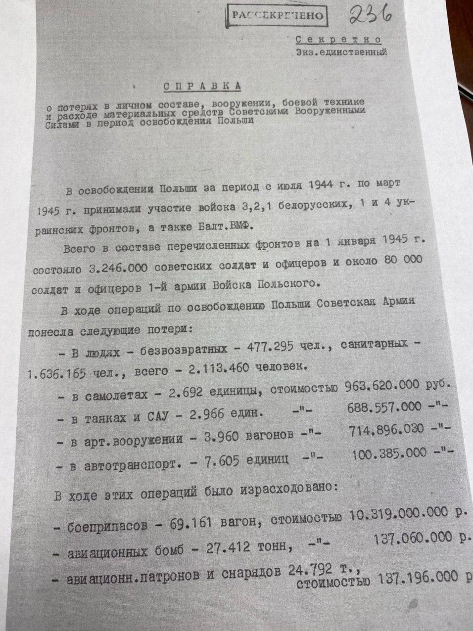 Во сколько обошлось освобождение Польши 