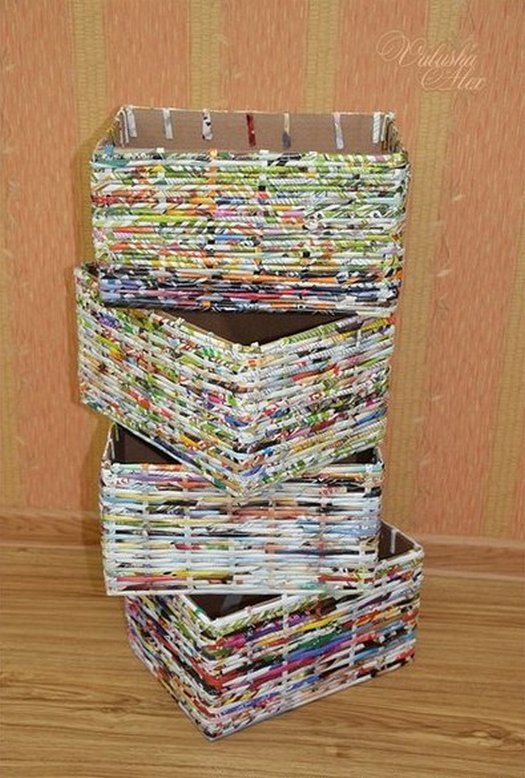 Плетенная корзинка из газетных трубочек Плетенная корзинка из газетных трубочек поделки,самоделки,своими руками,сделай сам,творчество