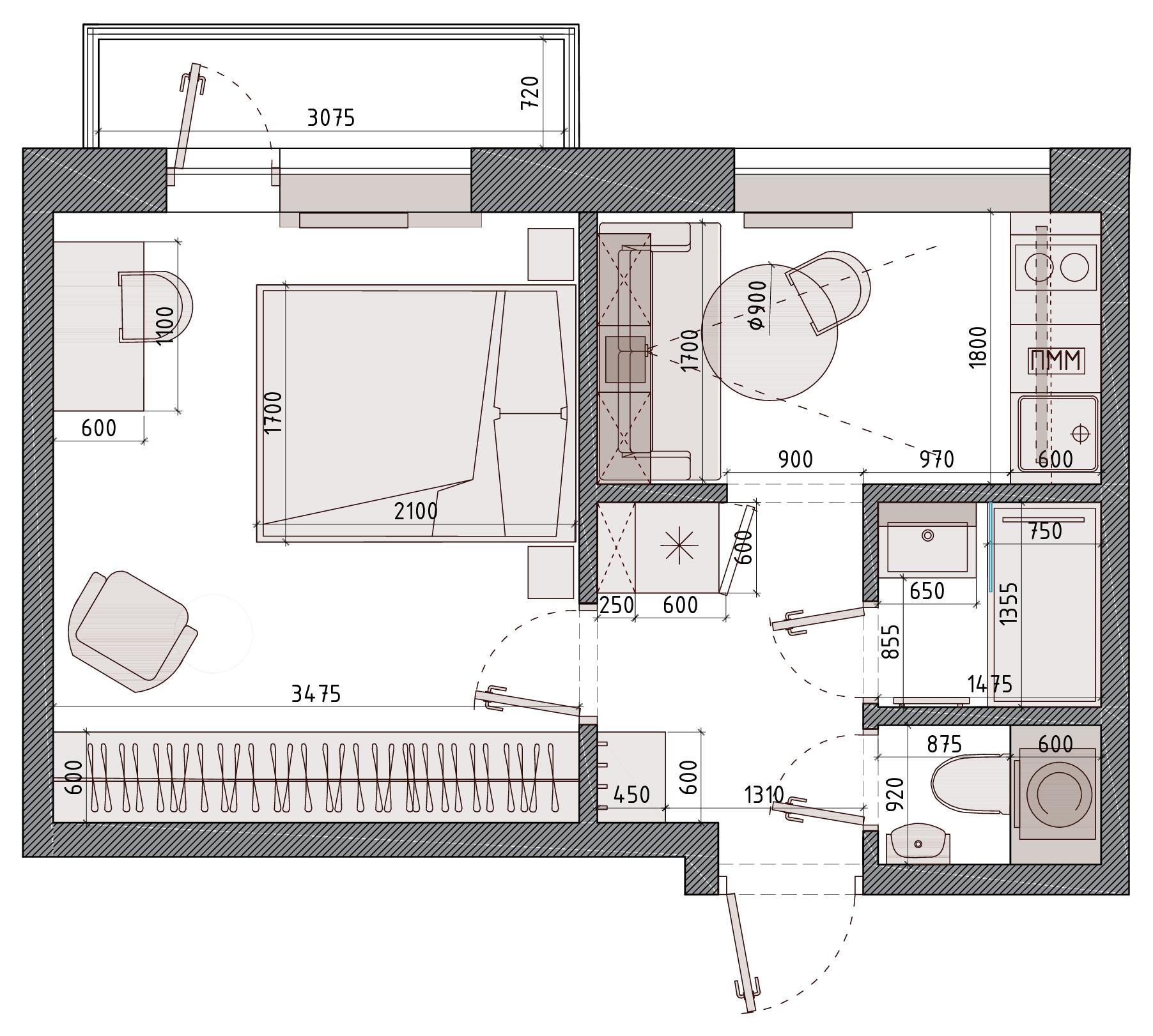 До и после: Квартира для молодой пары — площадью всего 28 кв. м чтобы, квартире, прихожей, кухне, двери, спальне, установили, ванной, можно, который, машину, душевой, стиральную, стены, Вместо, время, дверь, специальную, плите, легко