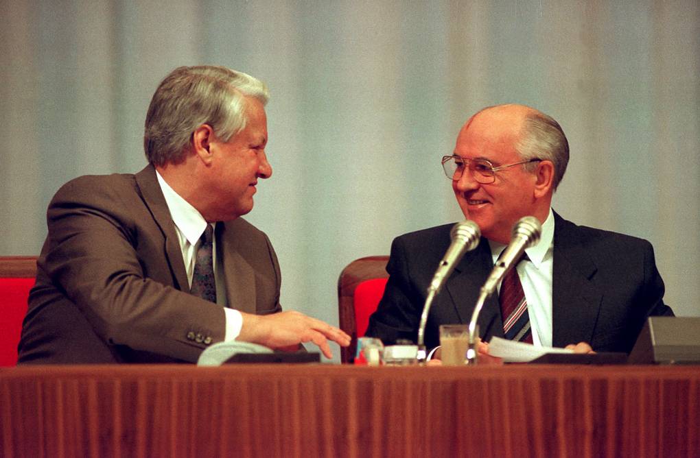 Президент РСФСР Борис Ельцин и президент СССР Михаил Горбачев, 4 сентября 1991 года Дмитрий Соколов/ТАСС