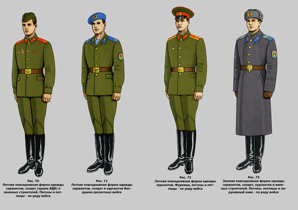 Как менялась форма одежды солдат и сержантов СА с 1955 по 1991 г. 