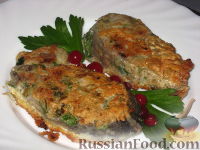Фото к рецепту: Рыба жареная с зеленью и чесноком