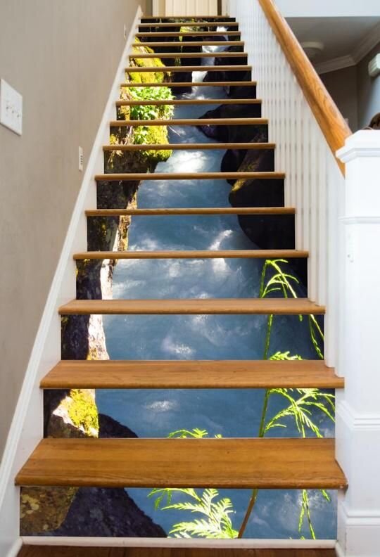 Есть идея: с помощью фотообоев превращаем скучную лестницу в шедевр - 30 идей оформления для дома и дачи,интерьер