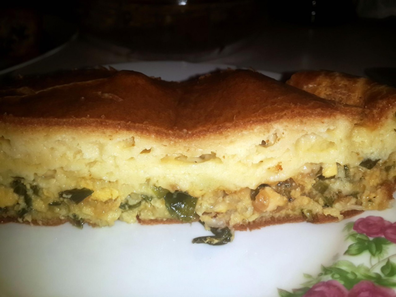 Сырный пирог с зеленым луком