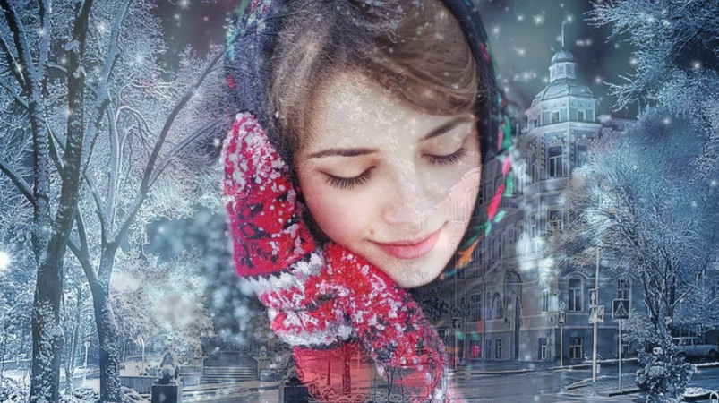 Видео-зарисовка из фотографий славянских девушек в песне  Алсу Зимний сон