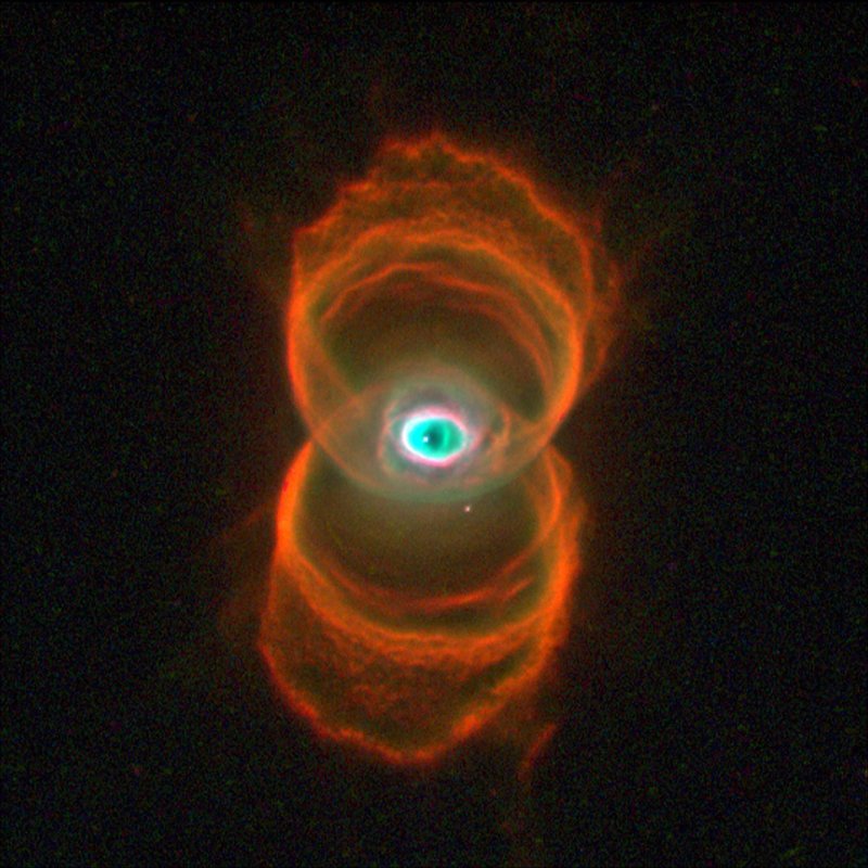 Пример планетарной туманности — объект MyCn18, «песочные часы» вокруг умирающей звезды. вселенная, конец Солнца, космос