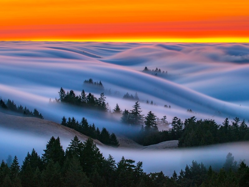 «Волны» тумана без фотошопа, природа, удивительные фото, человек