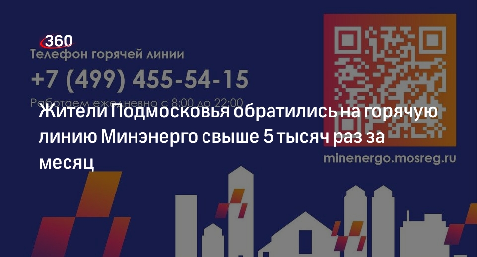 Жители Подмосковья обратились на горячую линию Минэнерго свыше 5 тысяч раз за месяц