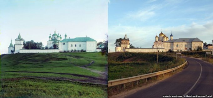 Можайский Лужецкий Ферапонтов монастырь, Можайск, 1911/2010 было и стало, прокудин-горский, фотографии