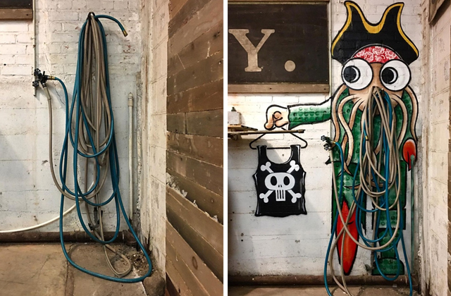 Художник создает объекты стрит-арта из дорожных люков и водосточных труб