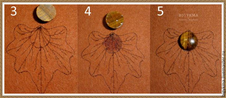 Кулон «Кленовый лист» из бисера и натуральных камней