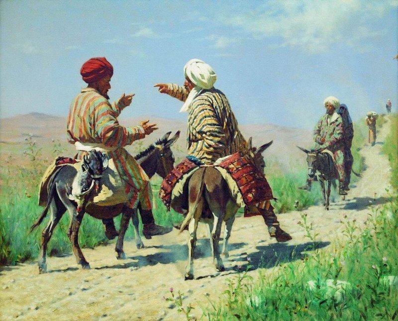 Мулла Рахим и мулла Керим по дороге на базар ссорятся, 1869 Верещагин, интересное, искусство, серия постов, скульпторы, художники
