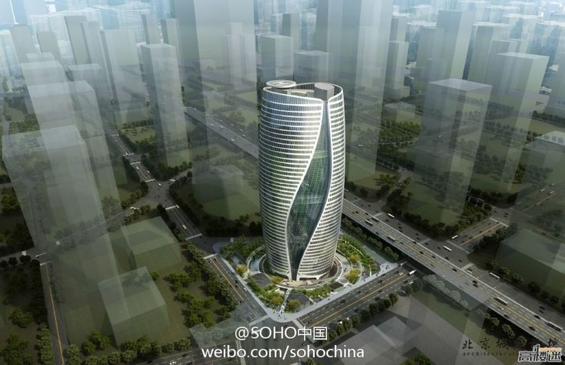 В Пекине построили винтовой эконебоскреб, который разделен на две половины