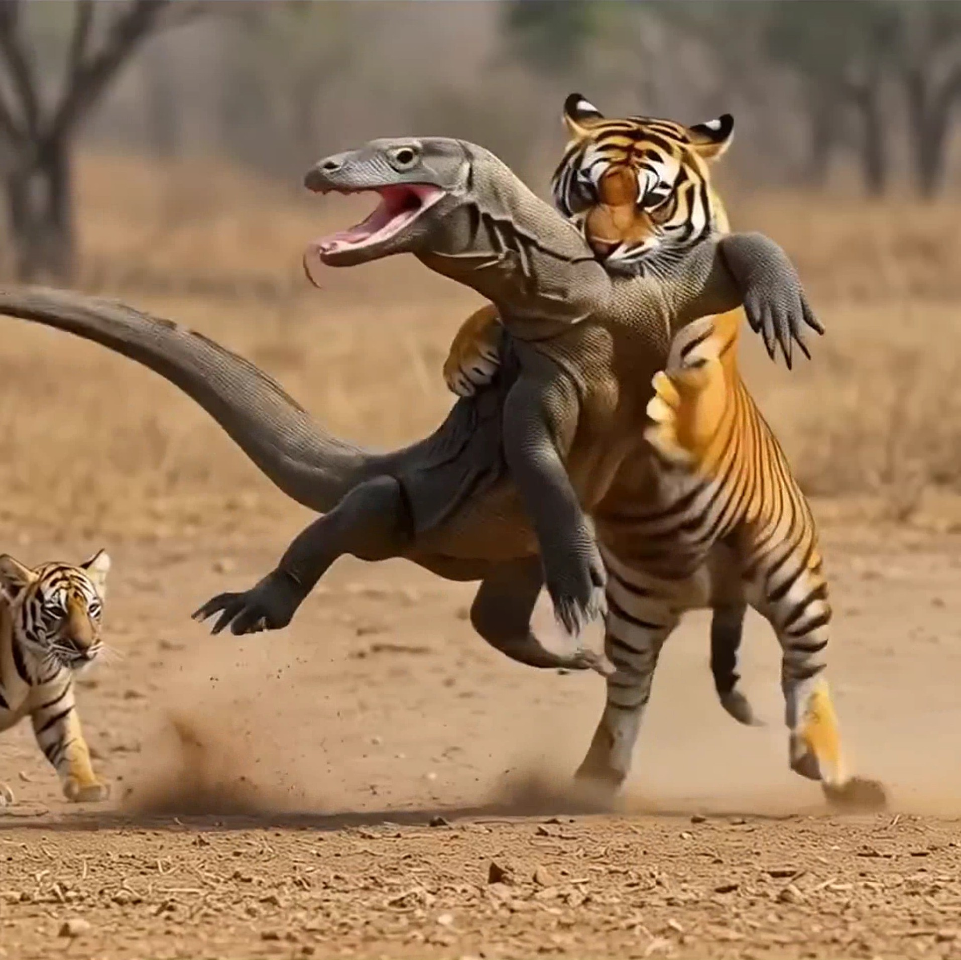 Тигрица против комодского варана