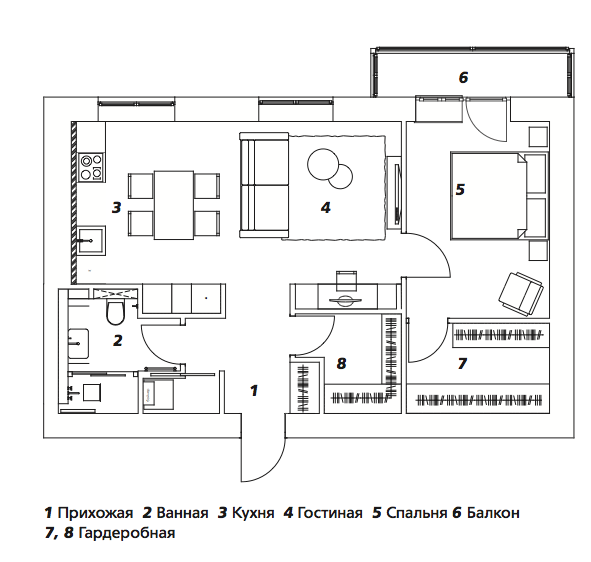 Квартира с практичной планировкой в Москве, 58 м² интерьер и дизайн