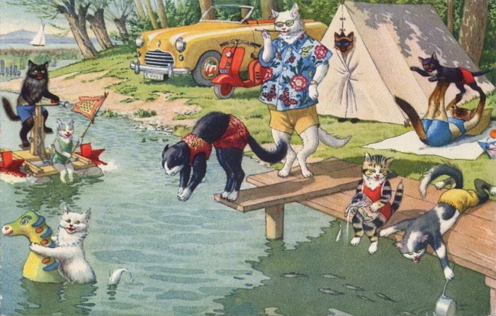 Очеловеченные кошки: иллюстрации Alfred Mainzer Очеловеченные кошки: иллюстрации Alfred Mainzer