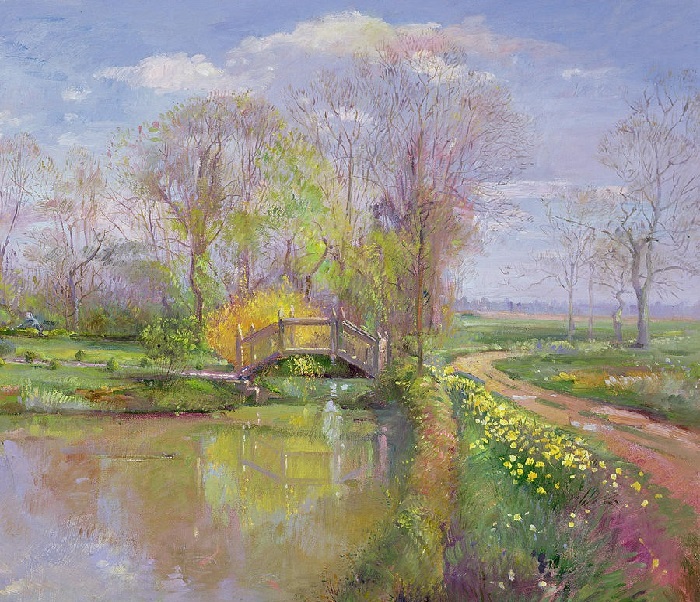 Весенний пейзаж с мостом (Spring Bridge). Художник: Timothy Easton.