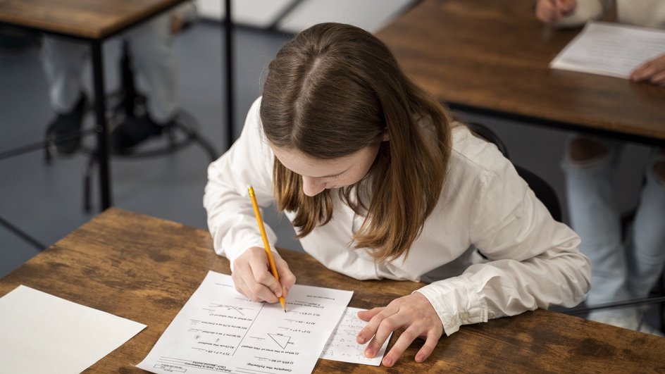 Школьница участвует во Всероссийской олимпиаде школьников. 