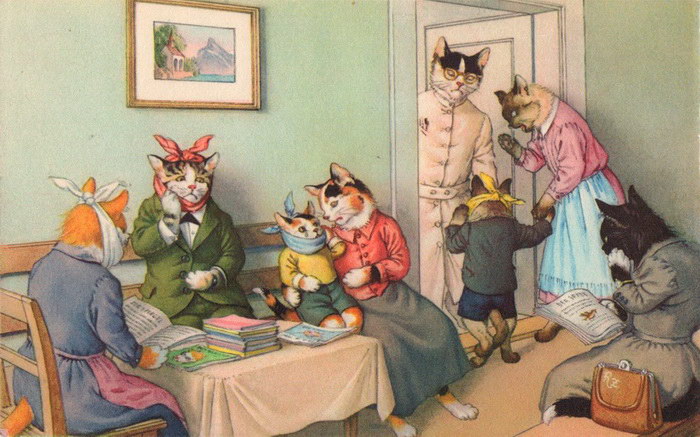 Очеловеченные кошки: иллюстрации Alfred Mainzer Очеловеченные кошки: иллюстрации Alfred Mainzer