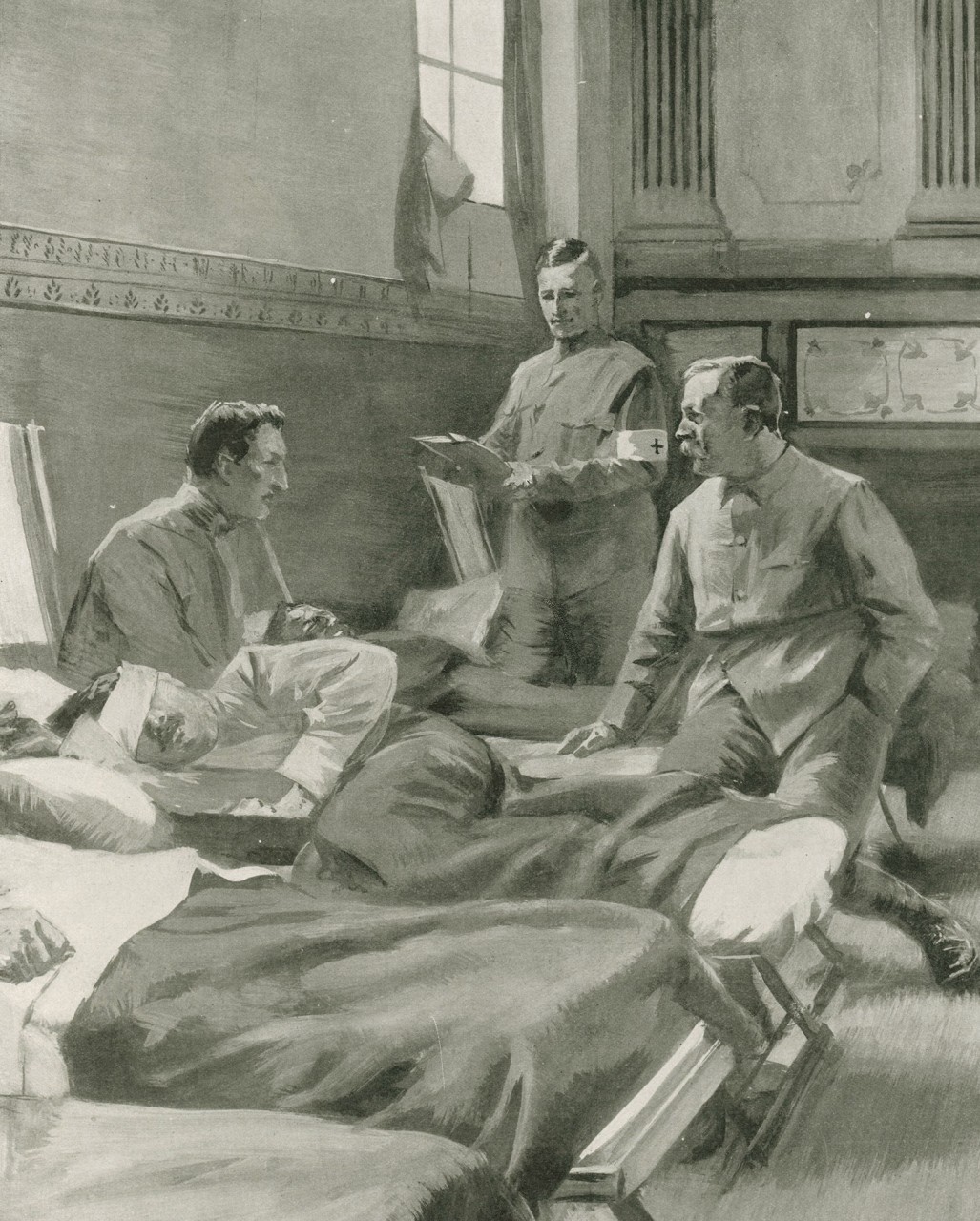 Сэр Артур Конан Дойл в полевом госпитале во время Англо-бурской войны. работа не ранее 1899 года