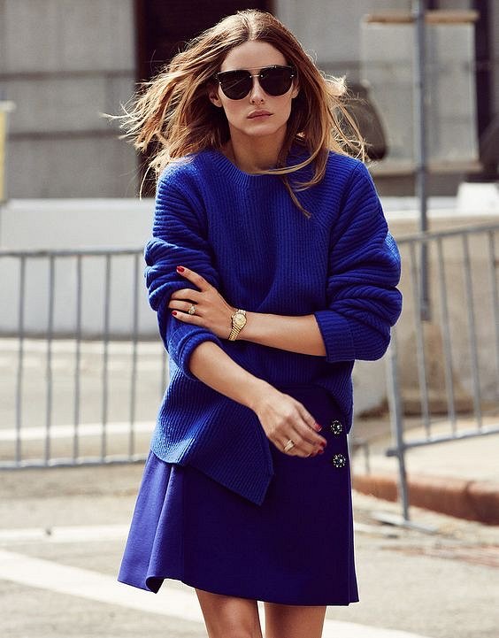 Синий свитер женский с чем носить