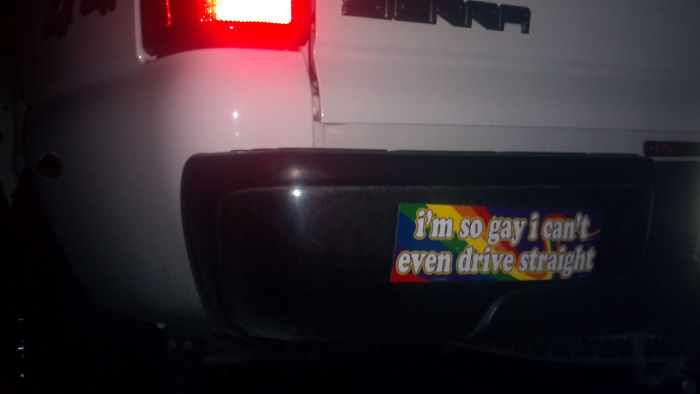 I Put This On My Homophobic Dads Work Truck After He Yelled At Me, And Mainly My Girlfriend, For Being Gay
