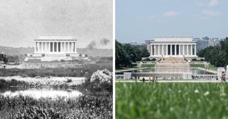 Мемориал Линкольну, Вашингтон: в начале 20 века и сейчас