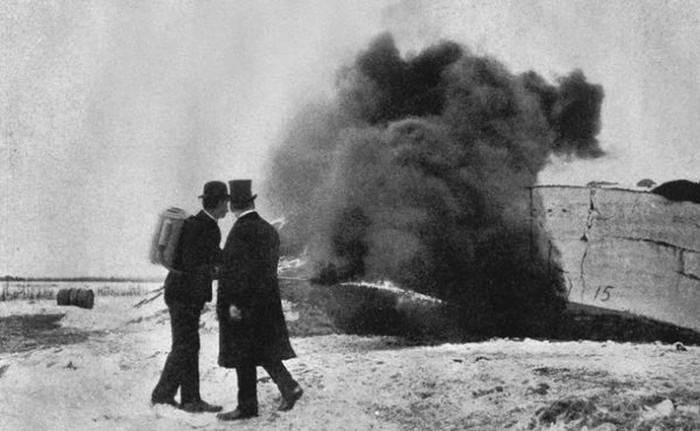 Испытания «малого» огнемета конструкции Рихарда Фидлера на полигоне Усть-Ижоры, 1909 год