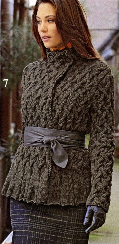 Теплая кофта спицами