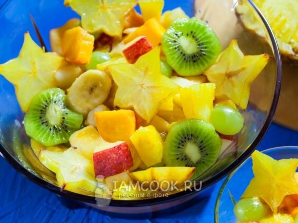Постный фруктовый салат с ананасом, рецепт с фото