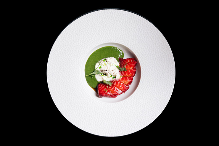 Жидкий салат с лососем 