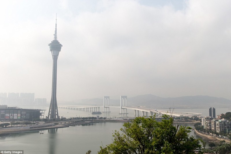 Вид на башню Макао и мост гонконг, длина, китай, море, мост, путь, рекорд, строительство