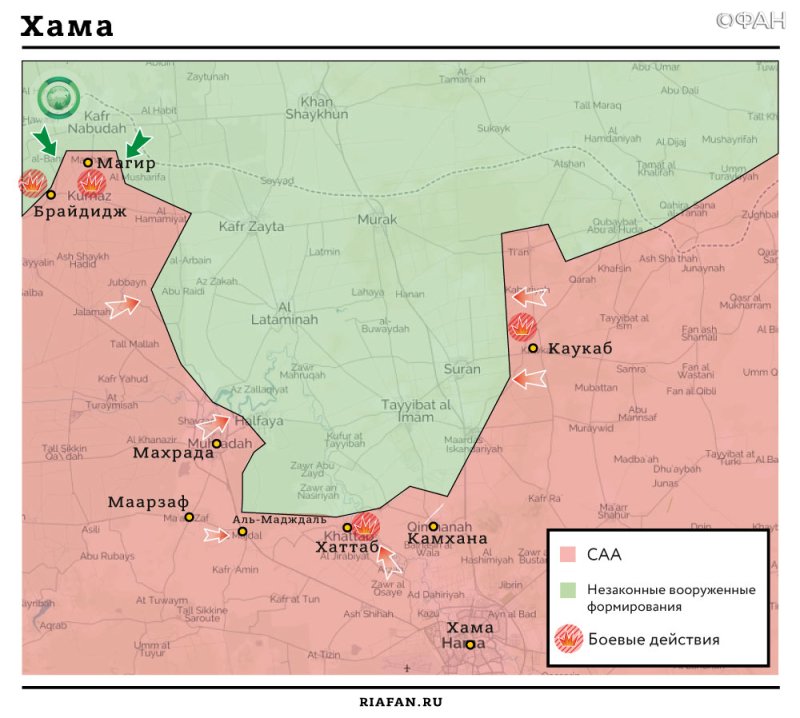 Карта военных действий в северной части провинции Хама